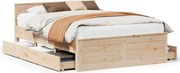 vidaXL Cadru pat fără saltea/cu tăblie, 140x190 cm, lemn masiv de pin