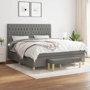 vidaXL Pat box spring cu saltea, gri închis, 180x200 cm, textil