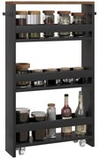 HOMCOM Cărucior de depozitare pe roți 3 nivele de depozitare și mâner, dim. 51,5l x 13l x 80H cm | Aosom Romania