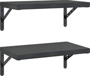 vidaXL Rafturi de perete, 2 buc., 50x30 cm, negru oțel inoxidabil