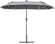 Outsunny Umbrelă de Terasă cu Două Fețe, Bază în Cruce, Sistem de Înclinare și Manivelă | Aosom Romania