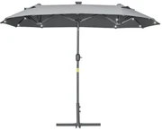 Outsunny Umbrelă de Terasă cu Două Fețe, Bază în Cruce, Sistem de Înclinare și Manivelă | Aosom Romania