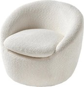 Fotoliu pivotant modern BABYLON, boucle alb