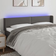 vidaXL Tăblie de pat cu LED, gri, 203x16x78/88 cm, piele ecologică