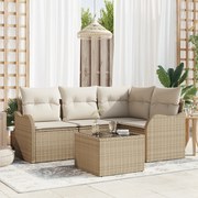 vidaXL Set de canapele pentru grădină cu pernă 5 pcs Bej Rattan poli