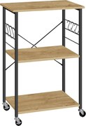 Masuta pe roti cu 3 rafturi TAYLOR ARTISAN 60x40 cm