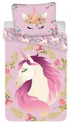 Lenjerie de pat din bumbac pentru copii Unicorn flowers, 140 x 200 cm, 70 x 90 cm