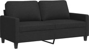 vidaXL Canapea cu 2 locuri, negru, 140 cm, material textil