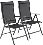 Scaune de grădină RIVIERA, set 2 buc., negru SongmicsHome
