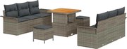 vidaXL Set de canapele pentru grădină cu pernă 9 pcs Gri poliratan