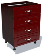 Corp inferior 60 cu 4 sertare Zebra MDF tulip rosu