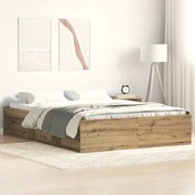 vidaXL Cadru pat fără saltea Stejar Artisan 140x190cm Lemn prelucrat