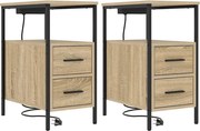 vidaXL Dulap de noapte cu sertar 2 pcs Stejar Sonoma 30 x 48 x 61 cm