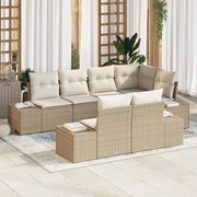 vidaXL Set de canapele pentru grădină 7 pcs bej și crem Rattan poli