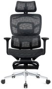 GENESIS-V5 Scaun ergonomic, Full Mesh, Sezut Translatie, Spatar reglabil in inaltime, Cotiere 3D, Umeras, Suport picioare, Negru