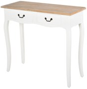 HOMCOM Masă Consolă Masă pentru Intrare Scaun de Săpun 2 sertare dim. 87L x 34l x 78H cm MDF Lemn Masiv Pin Deschis Alb | Aosom Romania