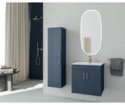 Set dulap baza suspendat Drop Lines Hera cu 2 usi bleumarin si lavoar 50 cm alb