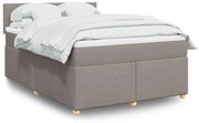vidaXL Pat box spring cu saltea, gri taupe, 140x200 cm, textil