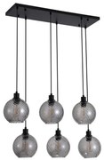 Lustra cu 6 pendule metal negru, sticla fumurie Radiance