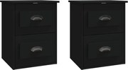 vidaXL Noptiere de perete, 2 buc., negru, 41,5x36x53cm