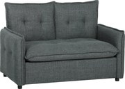 HOMCOM Canapea 2 locuri, canapea de living modernă 131 cm cu șezut căptușit, perne cu arcuri, țesătură tip in, gri închis | Aosom Romania