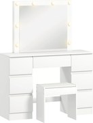 HOMCOM Masă de Machiaj cu Oglindă, 8 Lumini LED, Scaun și 7 Sertare Alb | Aosom Romania