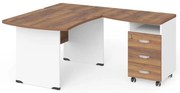 Statie de lucru de colt Manager 140 x 160 cm, dreapta, nuca warmia / alb