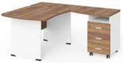 Statie de lucru de colt Manager 140 x 160 cm, dreapta, nuca warmia / alb