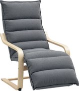 HOMCOM Fotoliu Ergonomic Lemn și Catifea Suport pentru Picioare Reglabil Gri Închis | Aosom Romania