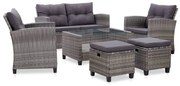 vidaXL Set mobilier grădină cu perne, 6 piese, gri închis, poliratan