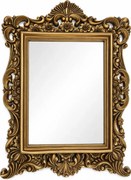 Oglindă decorativă de perete, ramă aurie antichizată, 64 × 84 cm