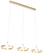 Lampă suspendată din alamă dreptunghiulară incluzând LED cu 3 trepte de reglare a luminozității cu 3 lumini - Lyani