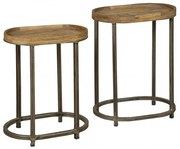 Set 2 masute de cafea ovale din lemn 50x35x65 cm maro