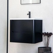 Dulap baza suspendat Rune Laguz 2 sertare 60 cm negru mat