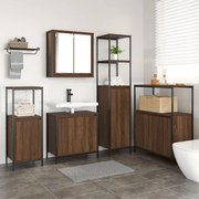 vidaXL Set de mobilier pentru baie cu raft 5 pcs Maro stejar și Negru