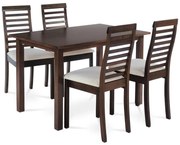 Set de masă din lemn masiv cu 4 scaune, 120 x 75 x75 cm, nuc