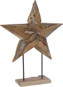 vidaXL Steaua de Crăciun Maro 59,5 x 18 x 74 cm Lemn solid de tec