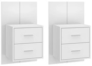 vidaXL Noptiere de perete, 2 buc., alb