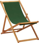 vidaXL Scaun de plajă pliabil, verde, lemn de eucalipt și țesătură