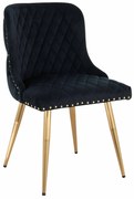 HR940 Scaun cu picioare aurii Neagră din Catifea