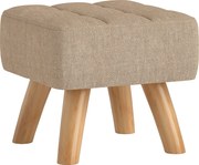 HOMCOM Puf pentru picioare din material cu aspect de in, 27x27x26 cm, cu picioare din lemn de arbore de cauciuc, suportă până la 110 kg, maro | Aosom Romania