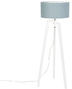 Lampă de podea cu trepied din lemn alb cu abajur mineral 50 cm - Puros