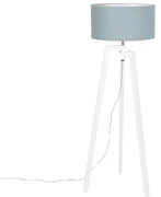 Lampă de podea cu trepied din lemn alb cu abajur mineral 50 cm - Puros