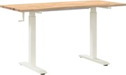 vidaXL Birou Alb și Natural 140 x 60 cm Lemn de stejar masiv