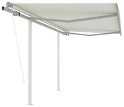 vidaXL Copertină retractabilă automat cu stâlpi, crem, 3x2,5 m
