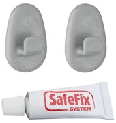 Set 2 cârlige și adeziv Metaltex Grey