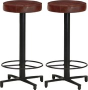 vidaXL Scaune de bar, 2 buc., 66 cm, piele naturală