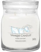Lumânare parfumată Yankee Candle Signature în borcan, medie, Clean Cotton, 368 g