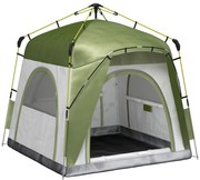 Outsunny Cort pentru Camping cu 2 Locuri, Cort cu Ușă, 3 Ferestre cu Plasă și Geantă pentru Transport, 240x240x199 cm, Verde | Aosom Romania