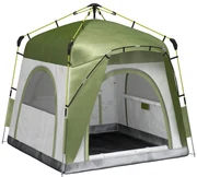 Outsunny Cort pentru Camping cu 2 Locuri, Cort cu Ușă, 3 Ferestre cu Plasă și Geantă pentru Transport, 240x240x199 cm, Verde | Aosom Romania